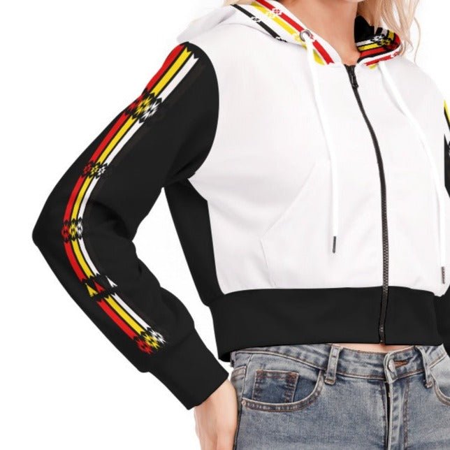 Ribbon Medicine Wheel Cropped Zip up Hoodie - Nikikw Designs