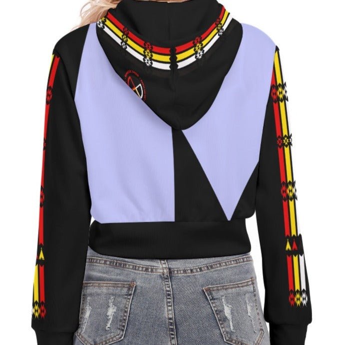 Ribbon Medicine Wheel Cropped Zip up Hoodie - Nikikw Designs