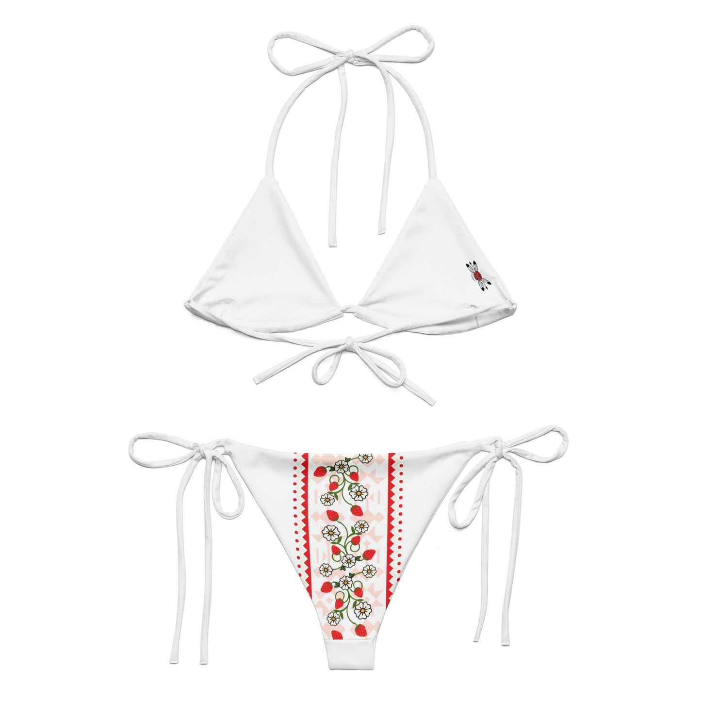 Strawberry Woodland Floral print recycled string bikini - Nikikw Designs