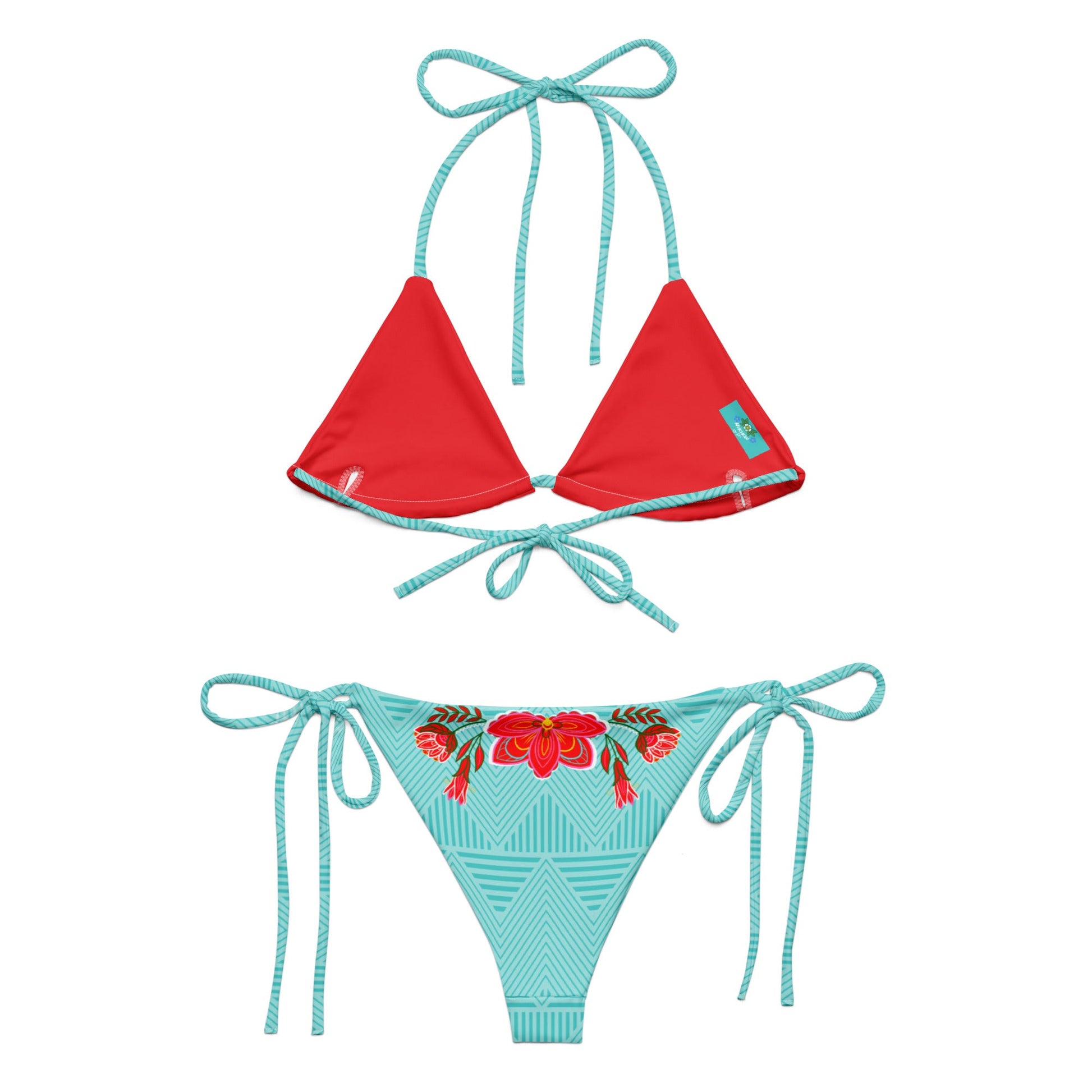 Tropical Baddie print recycled string bikini - Nikikw Designs