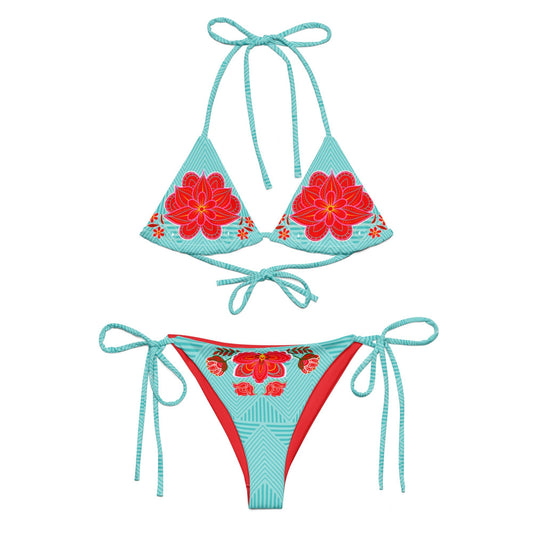 Tropical Baddie print recycled string bikini - Nikikw Designs