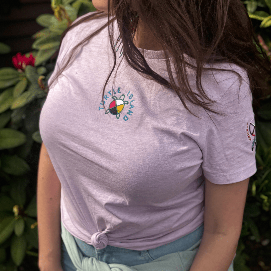 Turtle island Embroidered Women's Relaxed T - Shirt - Nikikw Designs