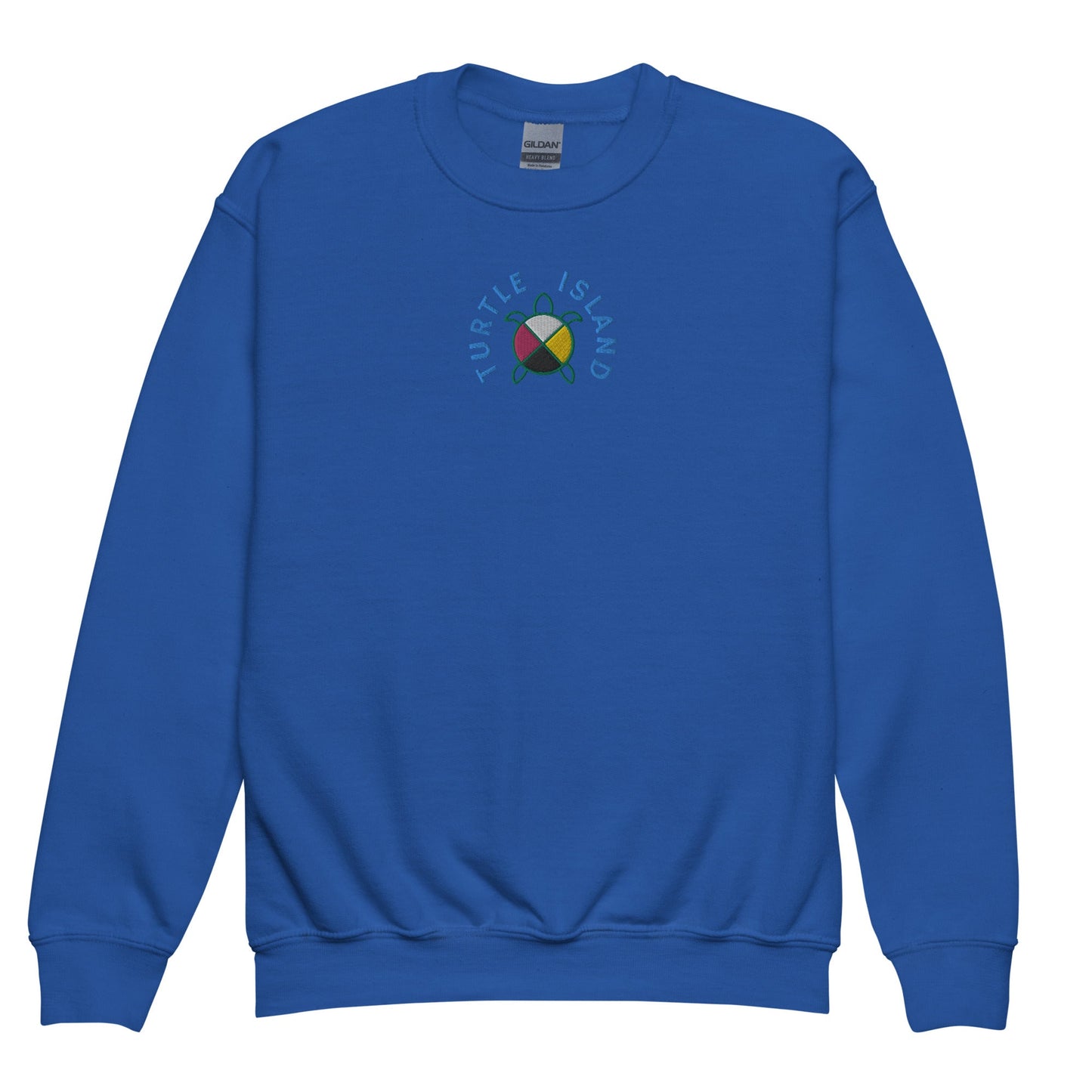 Turtle Island Embroidered Youth crewneck sweatshirt - Nikikw Designs