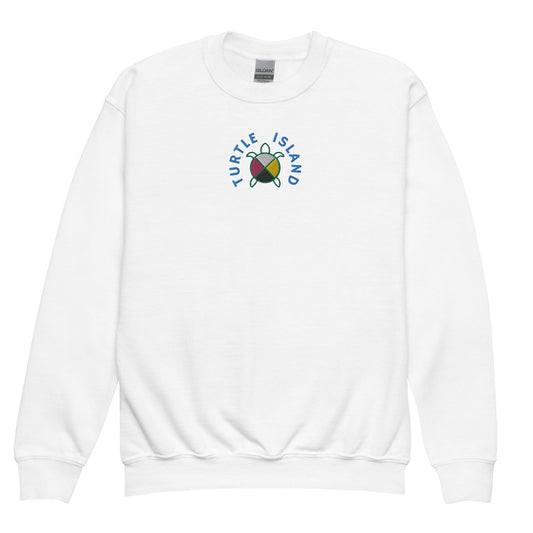 Turtle Island Embroidered Youth crewneck sweatshirt - Nikikw Designs