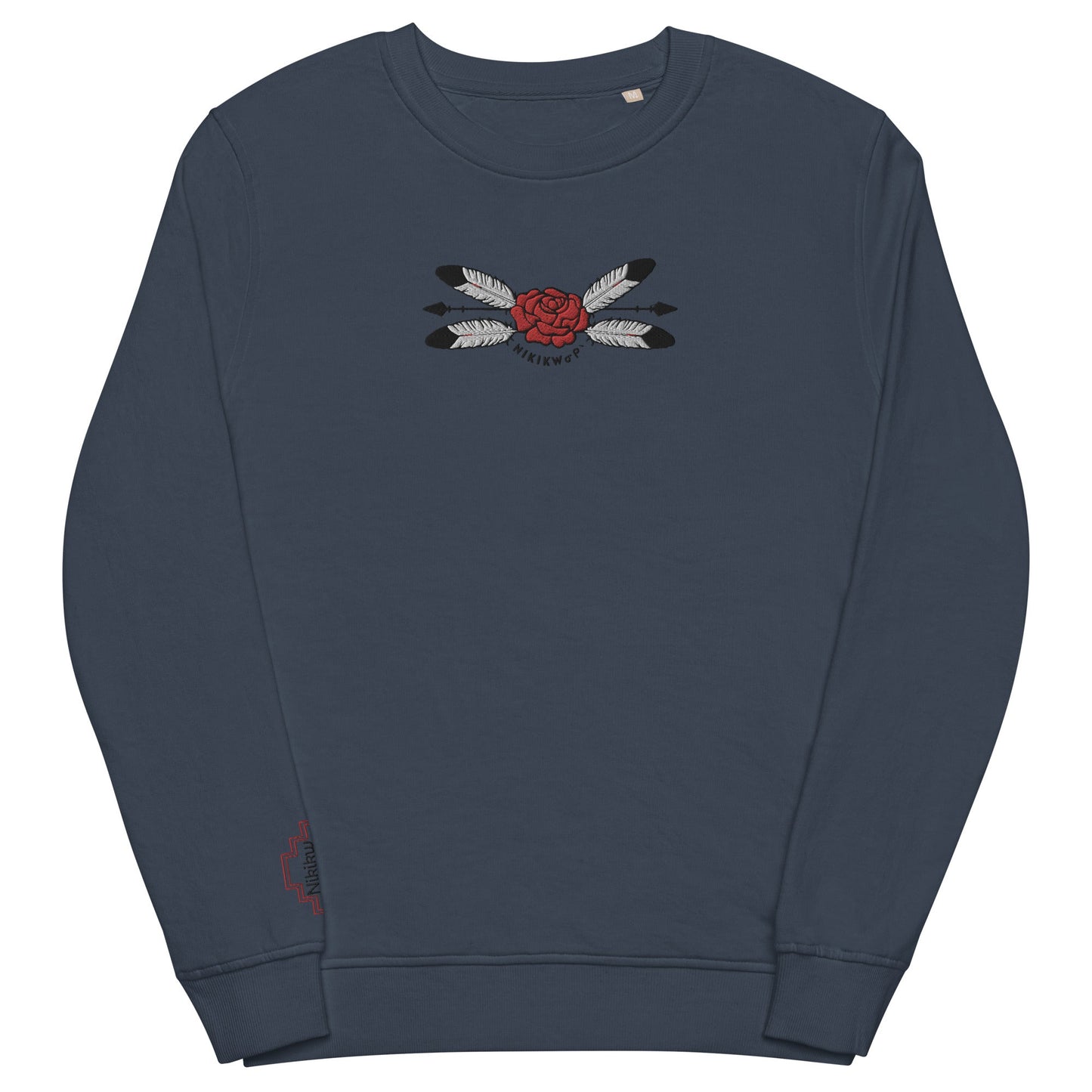 Unisex organic sweatshirt Rose Eagle Feathers - Nikikw Designs
