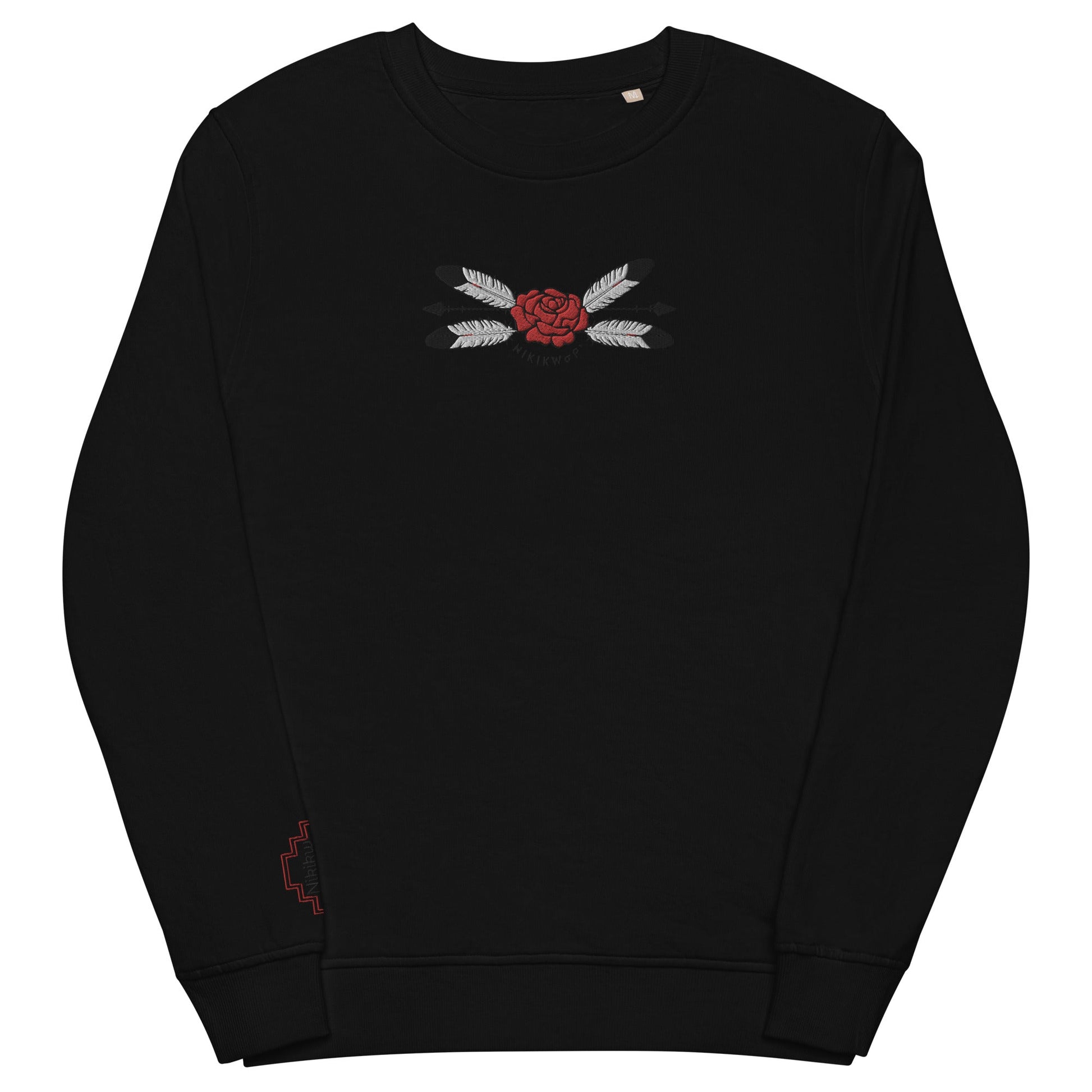 Unisex organic sweatshirt Rose Eagle Feathers - Nikikw Designs