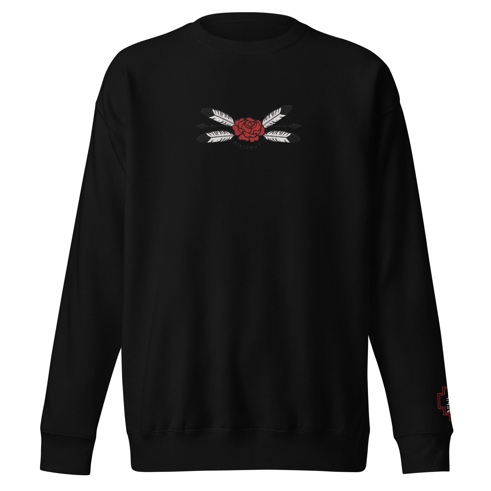 Unisex Rose Embroidered Premium Sweatshirt - Nikikw Designs