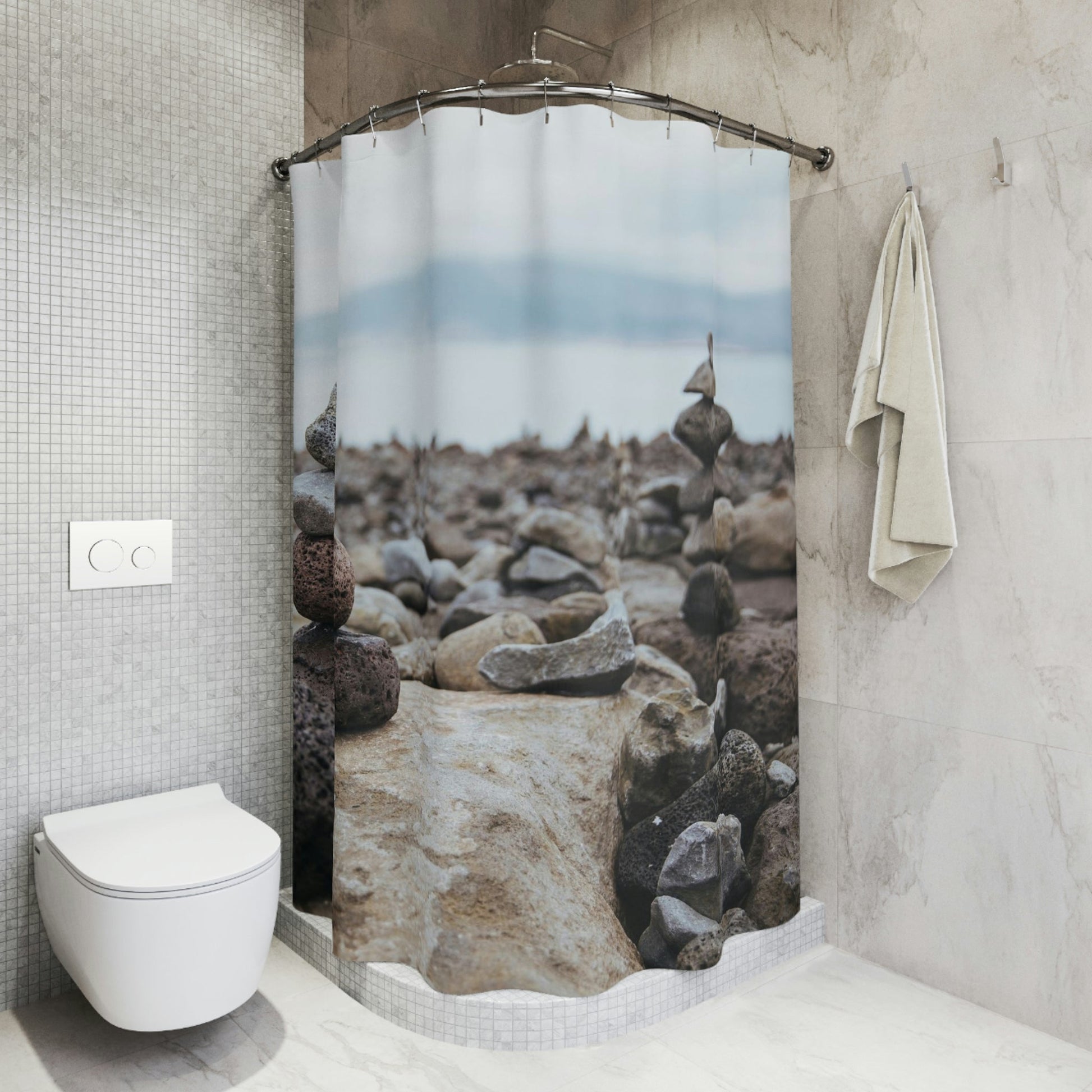 Vancouver Inukshuk Shower Curtain - Nikikw Designs