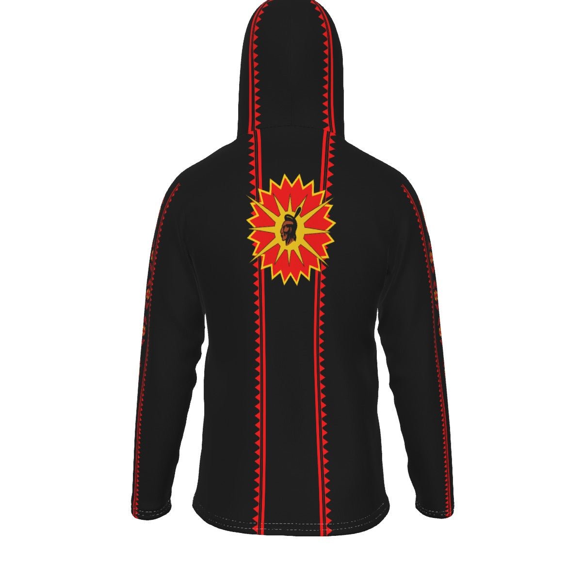 Warrior Native Mohawk Flag Fleeced Hoodie With Mask Indigenous - Nikikw Designs