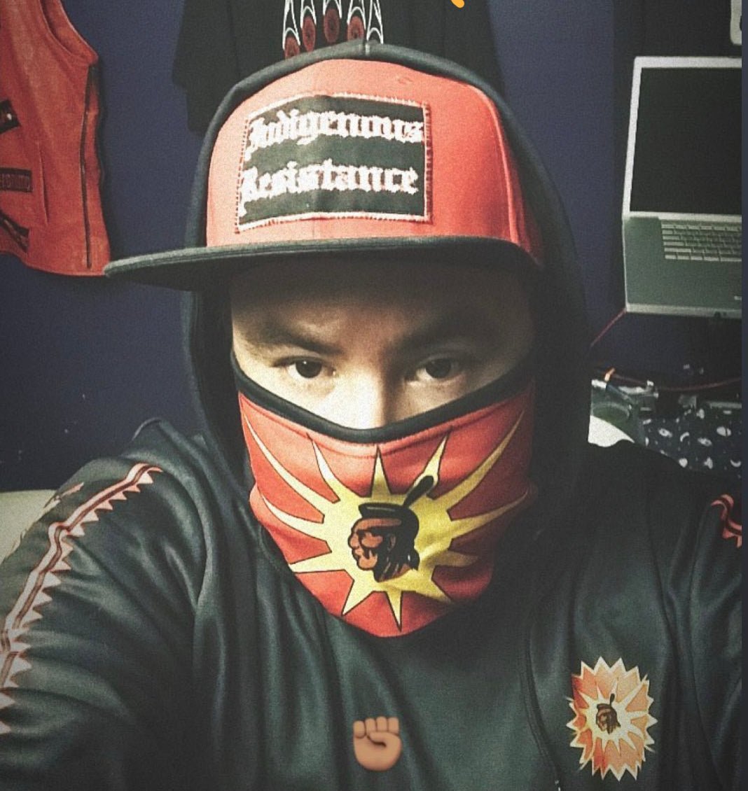 Warrior Native Mohawk Flag Fleeced Hoodie With Mask Indigenous - Nikikw Designs