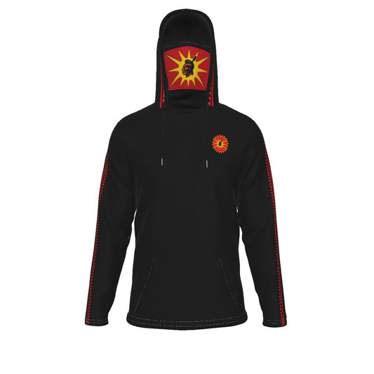 Warrior Native Mohawk Flag Fleeced Hoodie With Mask Indigenous - Nikikw Designs