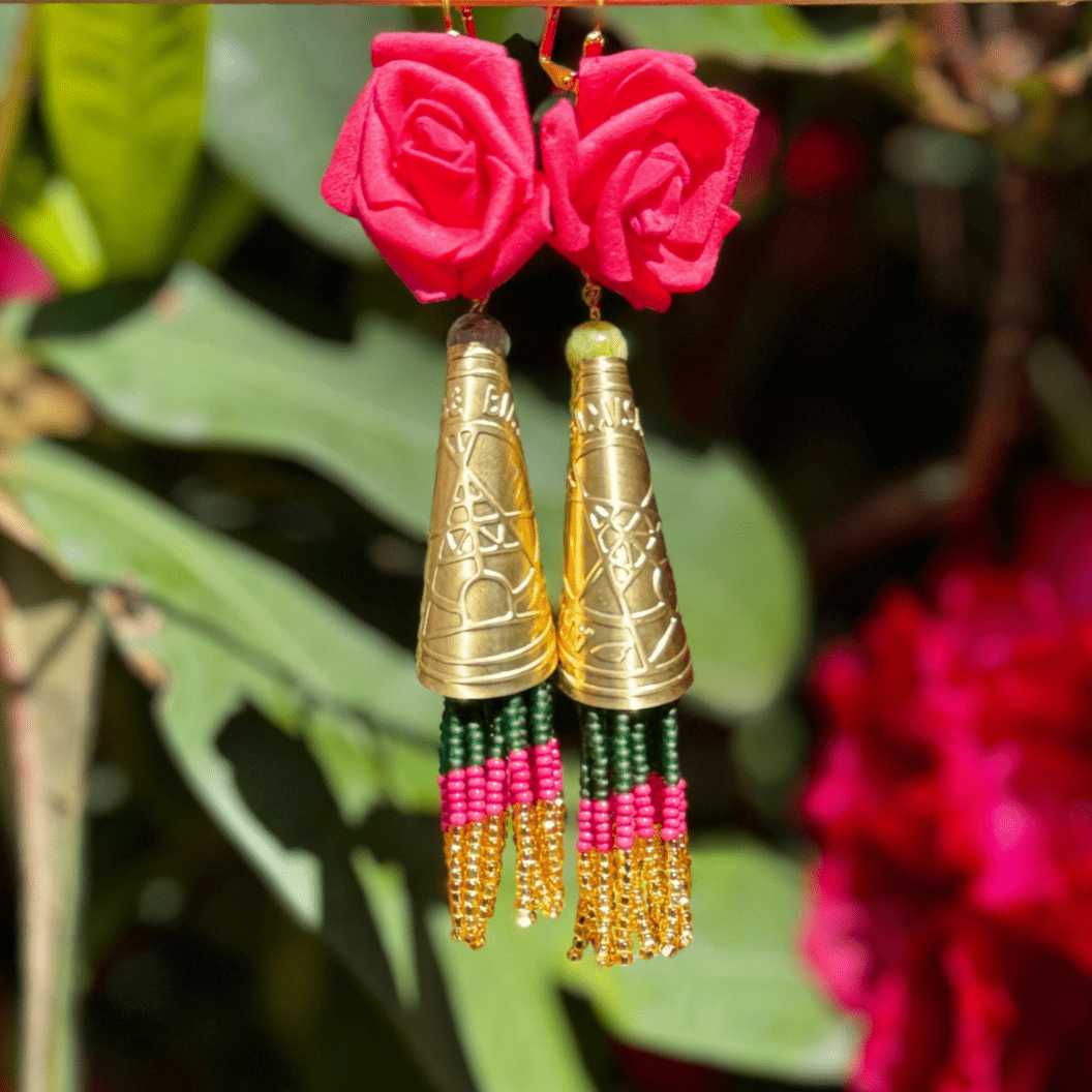 Winnipeg Parks Rose ANISHINAABE BIMISHIMO Jingle Earrings - Nikikw Designs