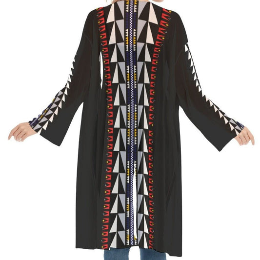 Women's Long Sleeve Mesh Cardigan Native Print - Nikikw Designs