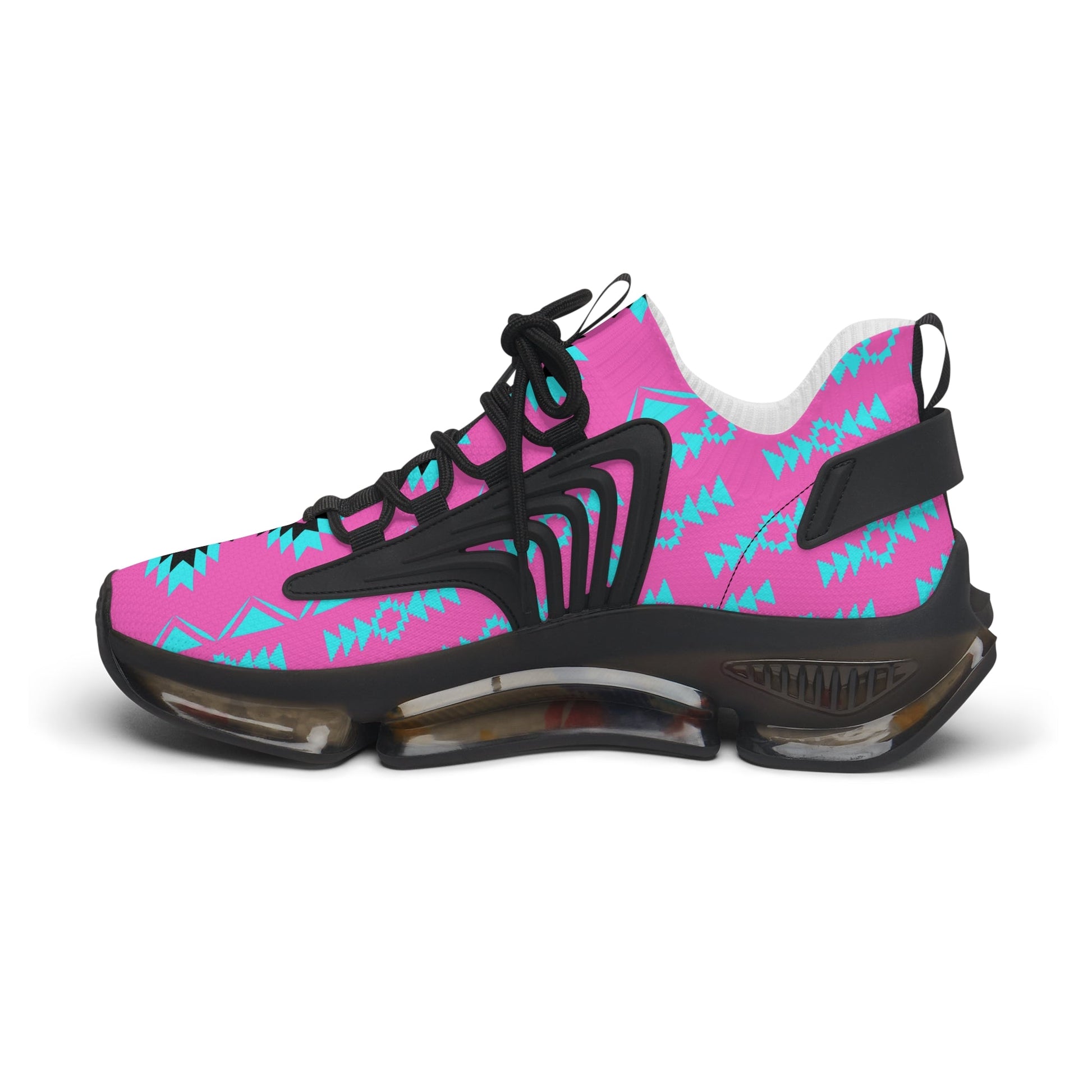 Women's Native Pink and Blue Mesh Sneakers - Nikikw Designs