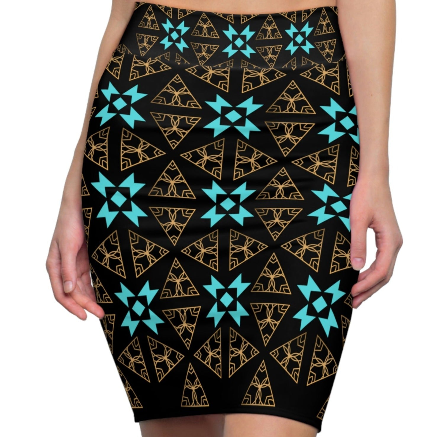 Women's Native Print Pencil Skirt - Nikikw Designs