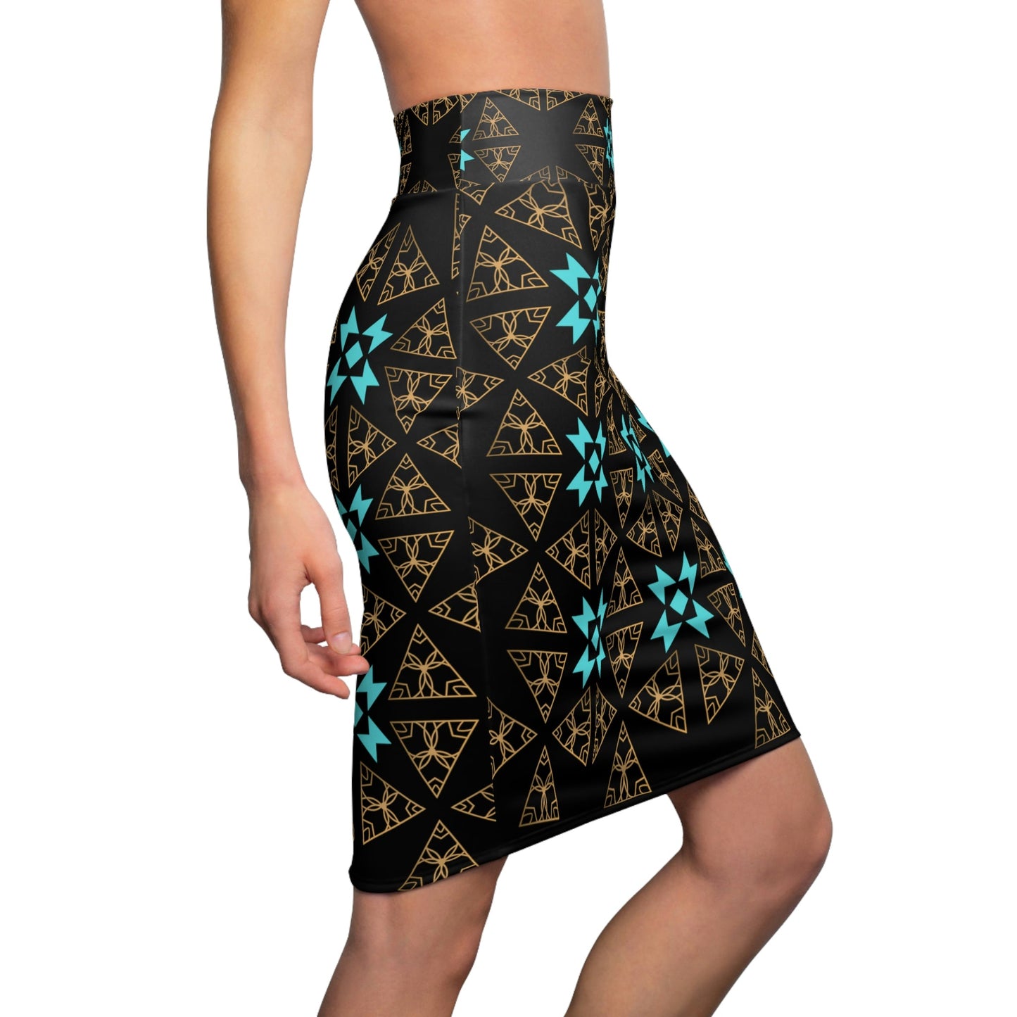 Women's Native Print Pencil Skirt - Nikikw Designs