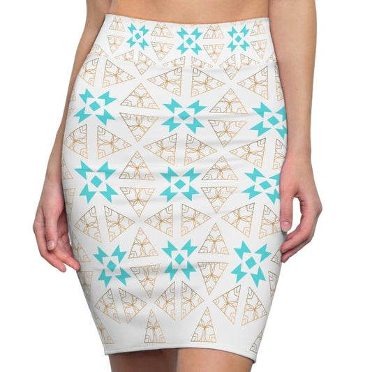 Women's Native Print Pencil Skirt - Nikikw Designs