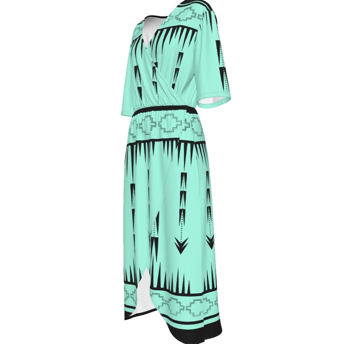 Women's Native Print Print V-neck Dress - Nikikw Designs