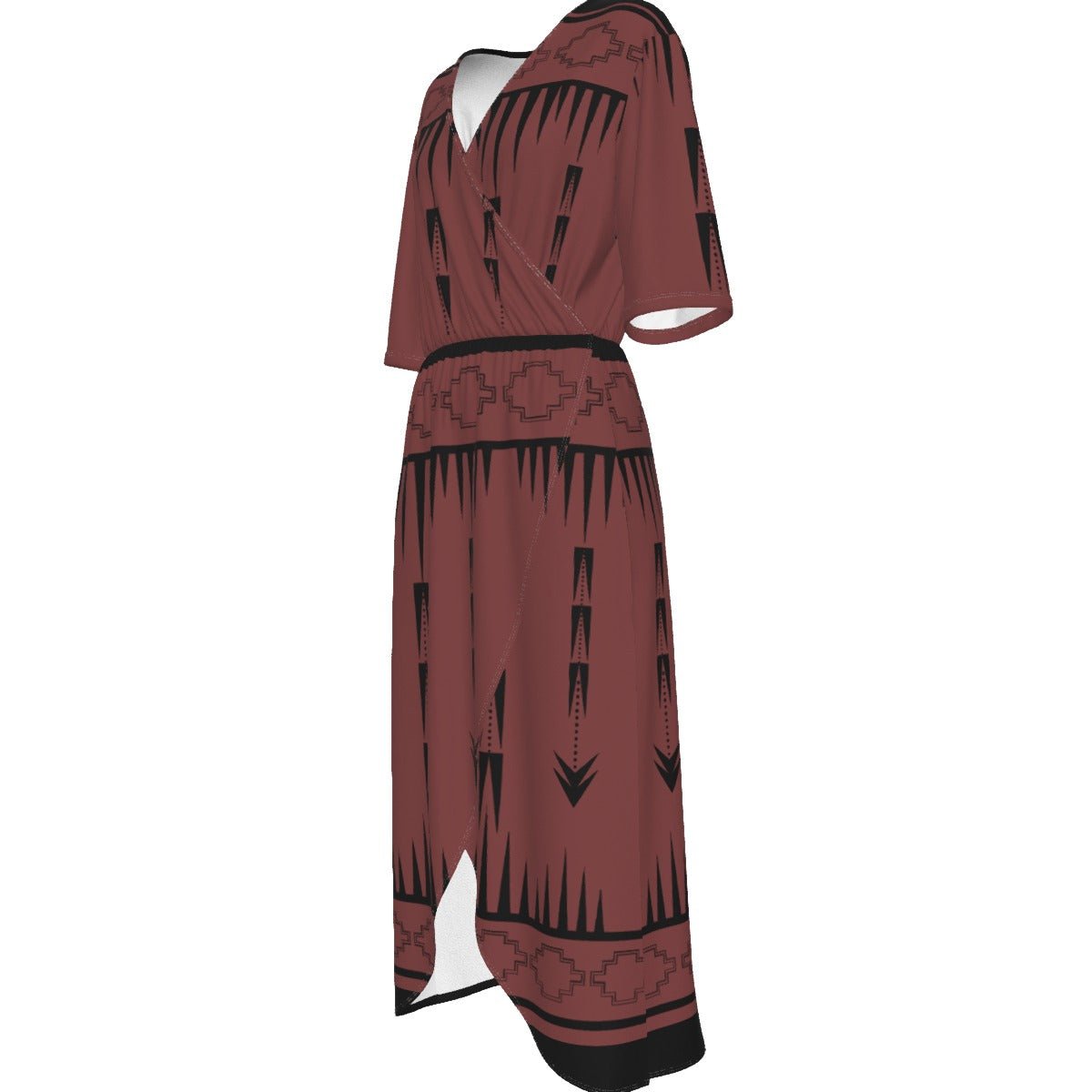 Women's Native Print V-neck Dress - Nikikw Designs