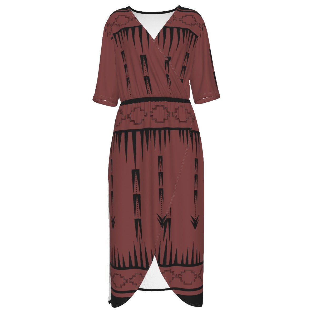 Women's Native Print V-neck Dress - Nikikw Designs