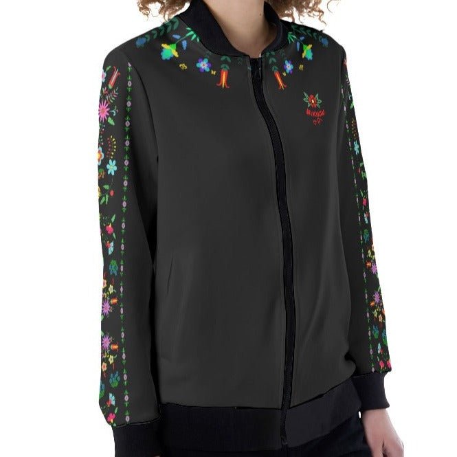 Women's Ribbed Collar Light Jacket Native Design - Nikikw Designs