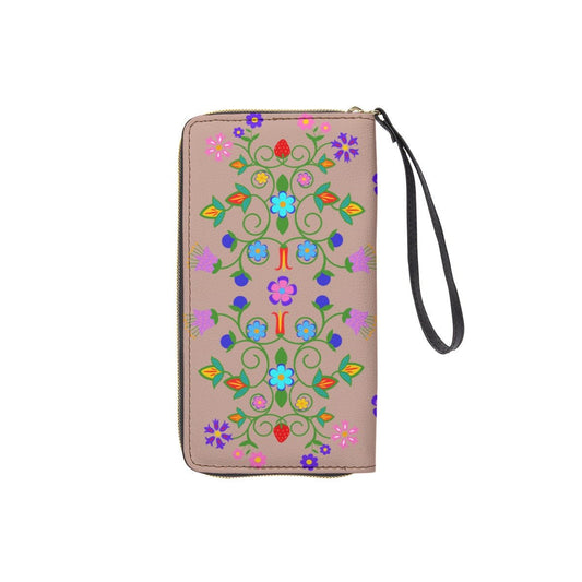 Woodland Floral Long Wallet With Black Hand Strap - Nikikw Designs