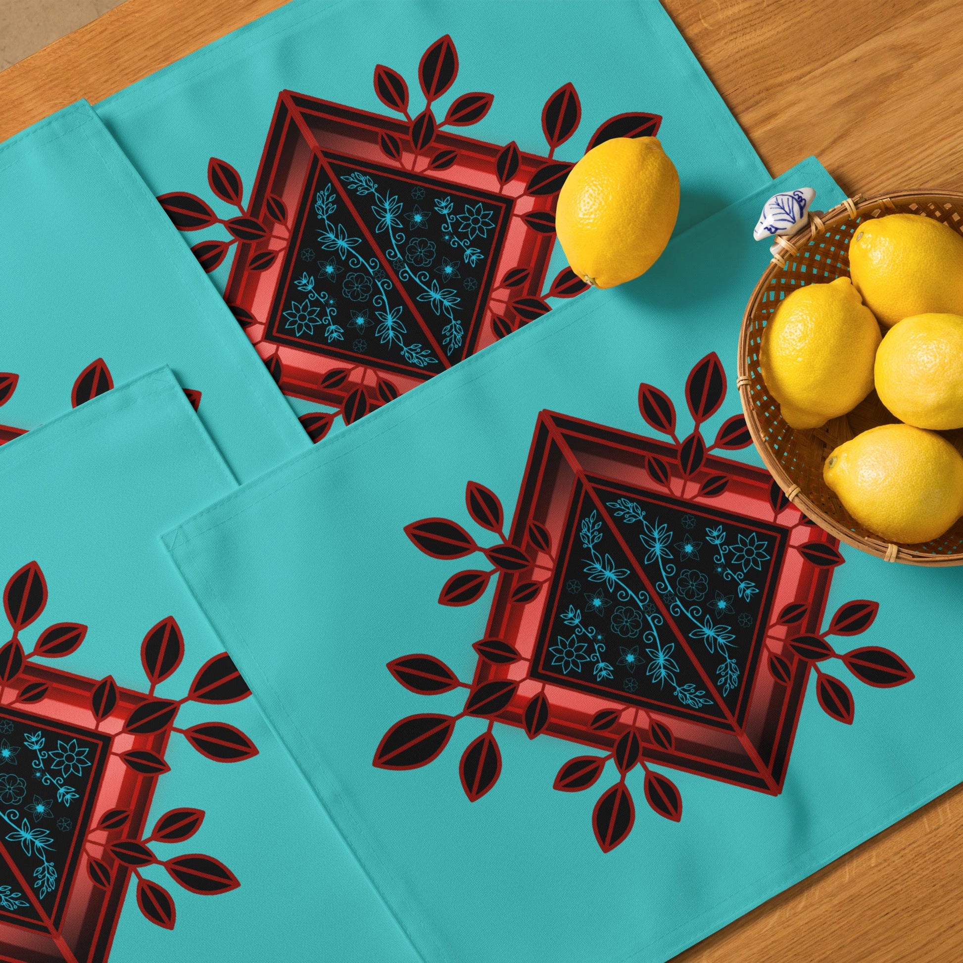 Woodland Floral Native Placemat Set Indigenous Designed - Nikikw Designs