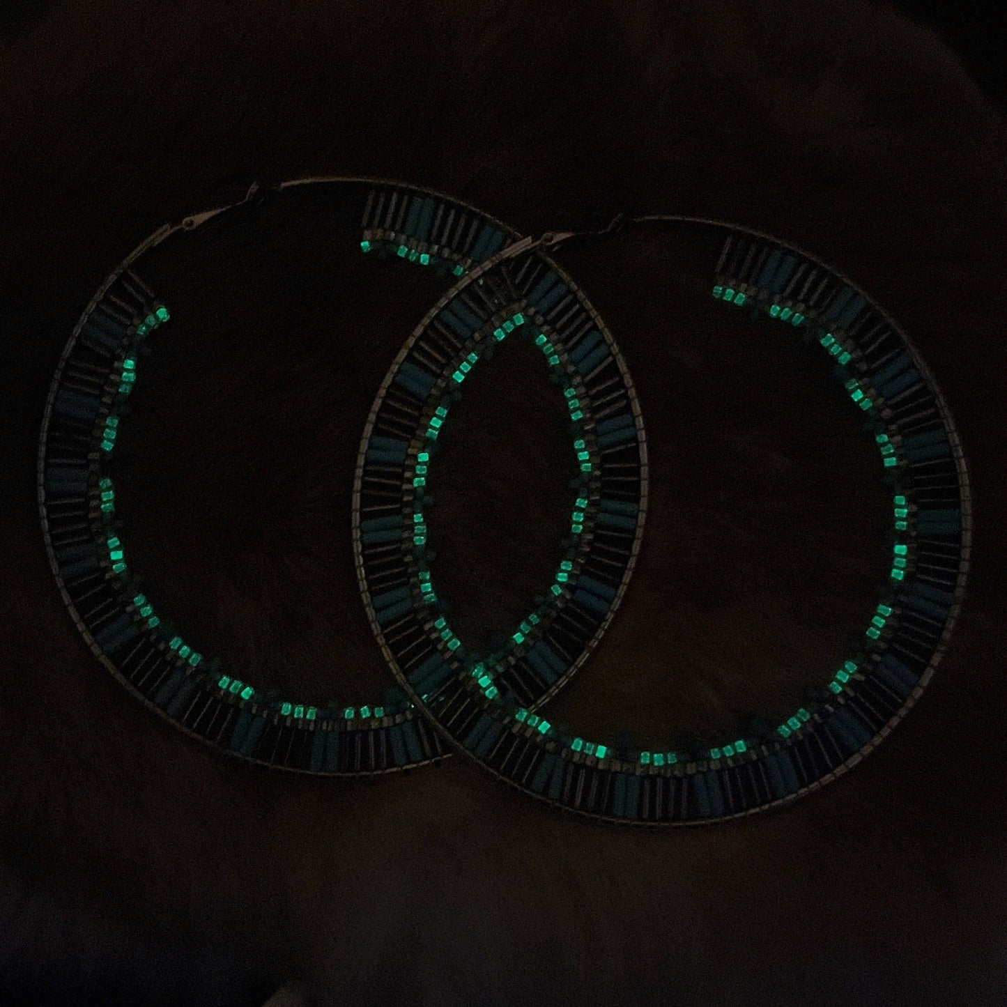 XXL Beaded Glow in the Dark Hoops - Nikikw Designs