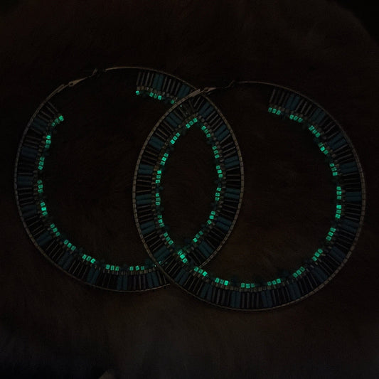 XXL Beaded Glow in the Dark Hoops - Nikikw Designs