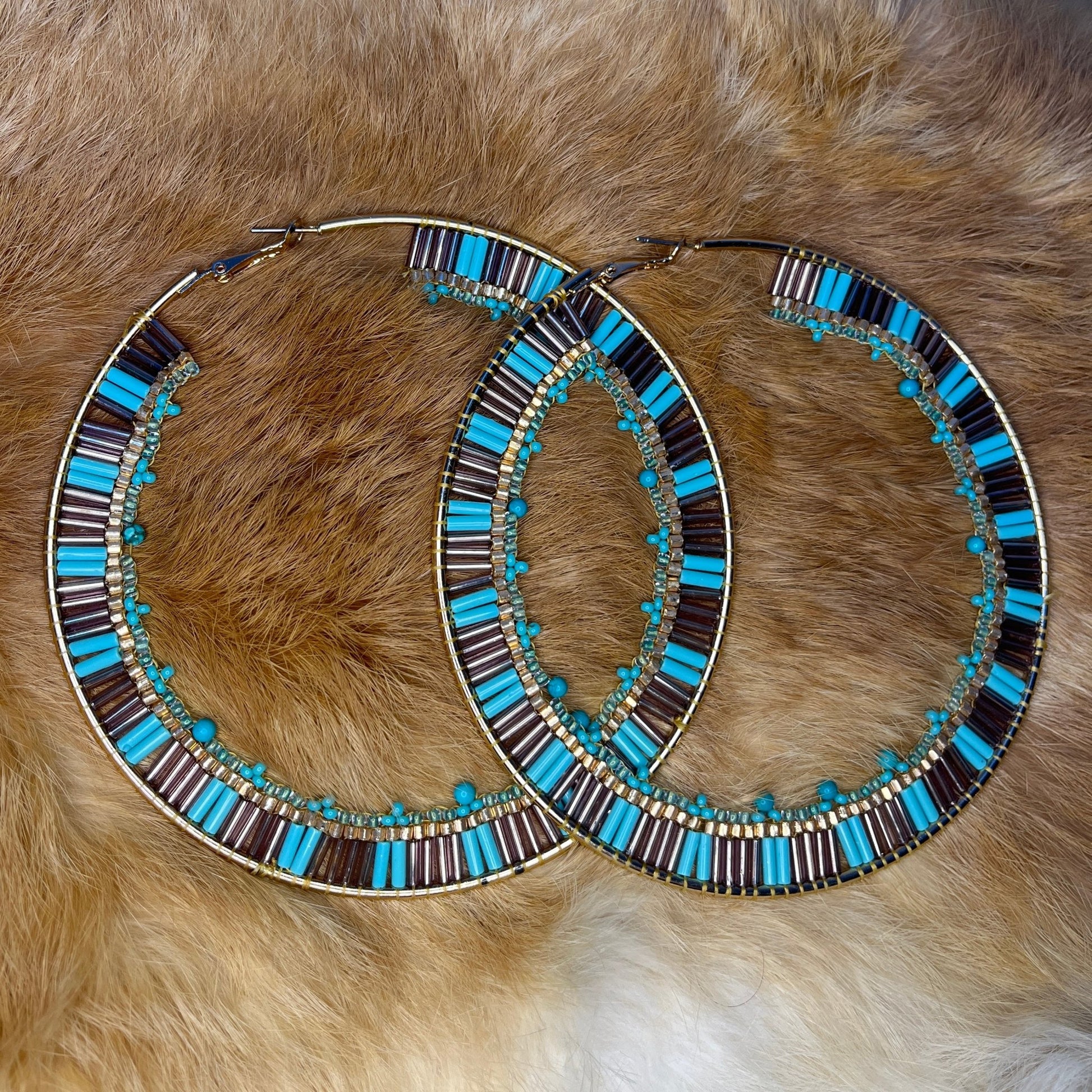 XXL Beaded Glow in the Dark Hoops - Nikikw Designs