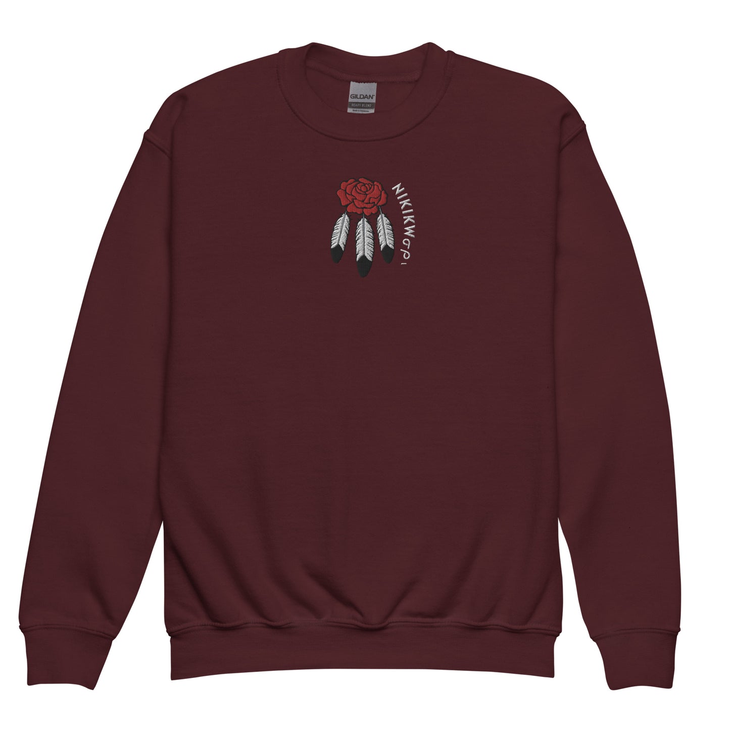 Rose Embroidered Youth crewneck sweatshirt