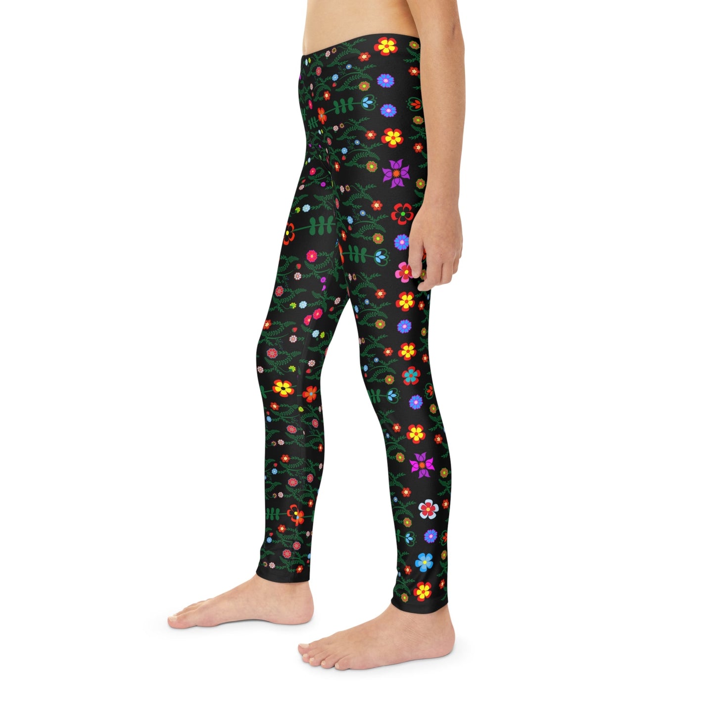 Youth Full-Length Leggings Native Floral - Nikikw Designs