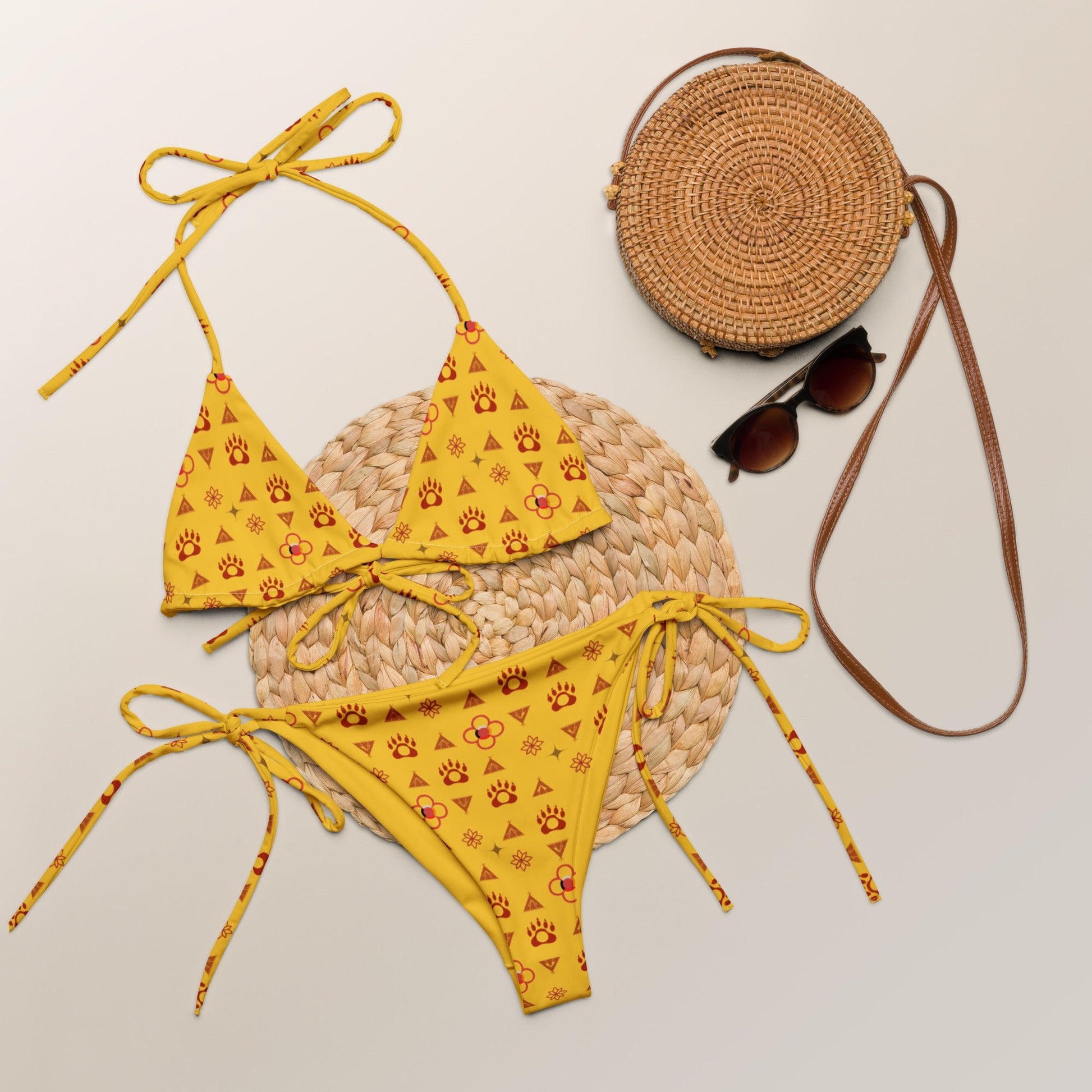 Boujee Native Bear print recycled string bikini - Nikikw Designs