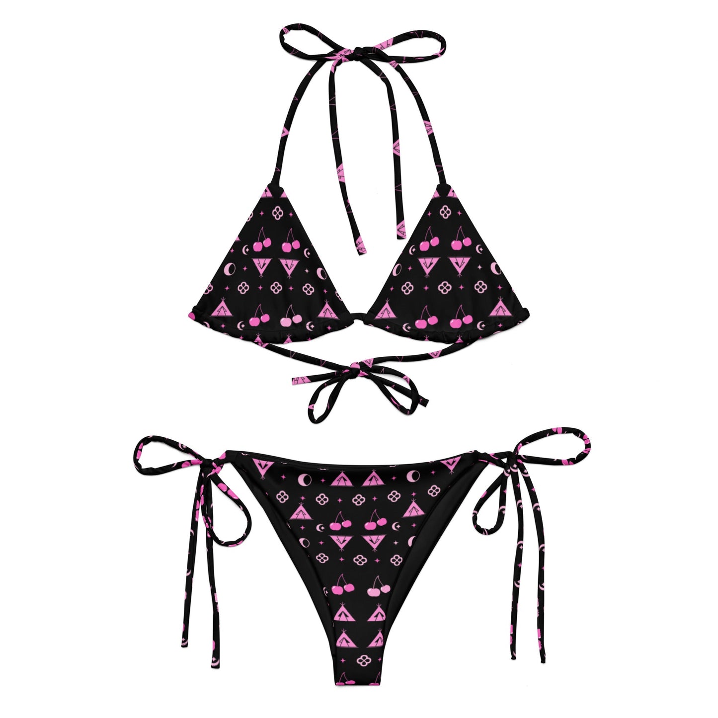 Boujee Native Cherry print recycled string bikini - Nikikw Designs