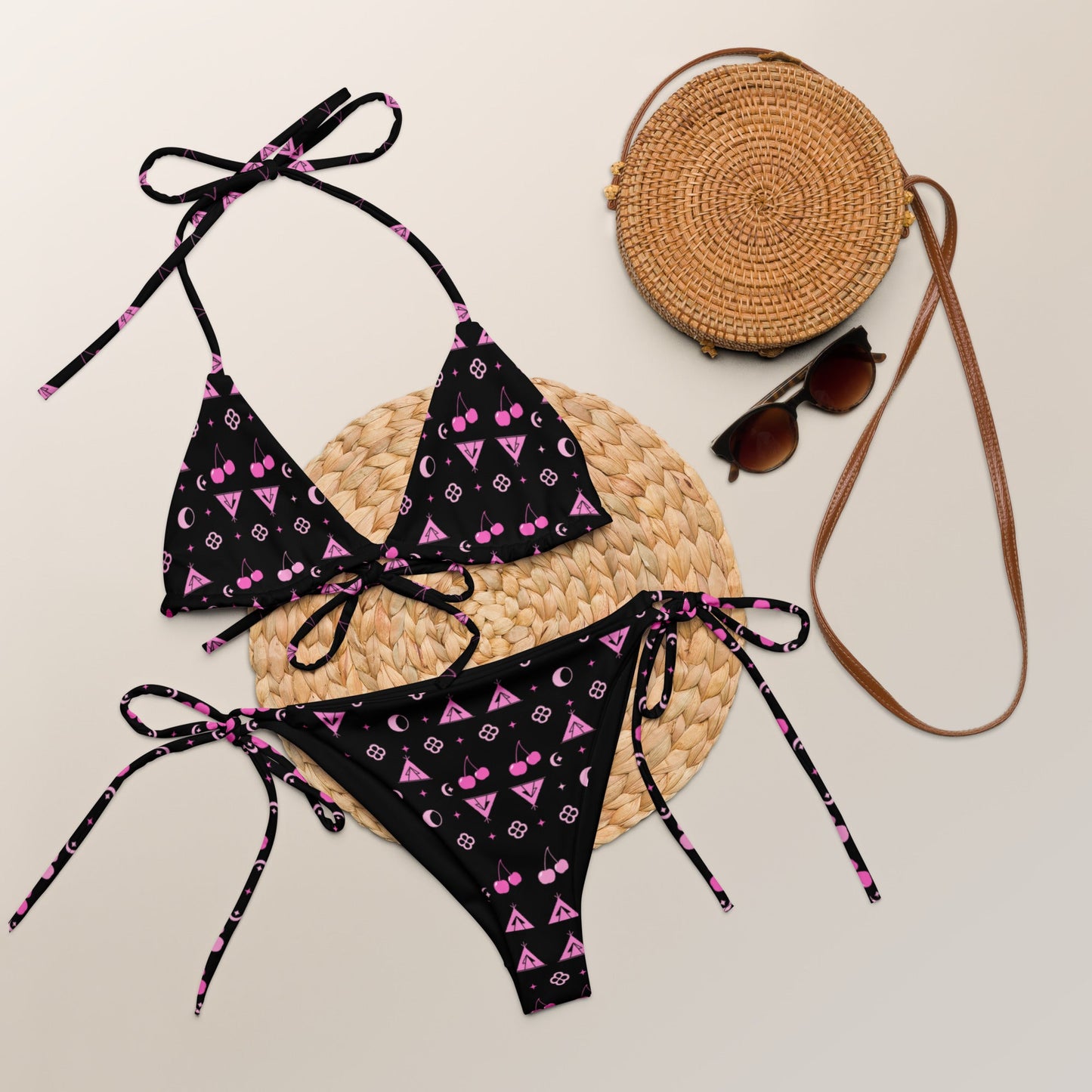 Boujee Native Cherry print recycled string bikini - Nikikw Designs