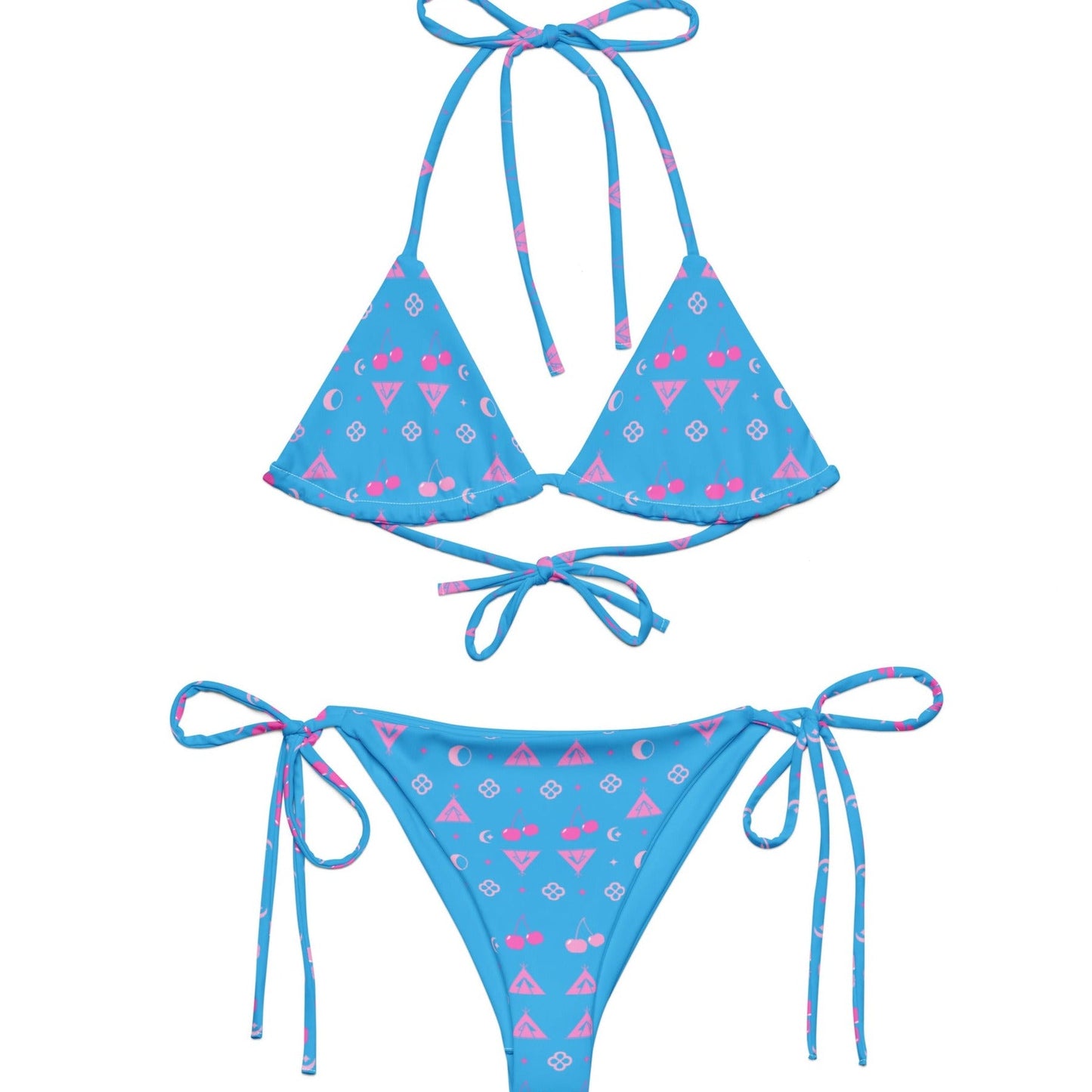 Boujee Native Cherry print recycled string bikini Indigenous - Nikikw Designs