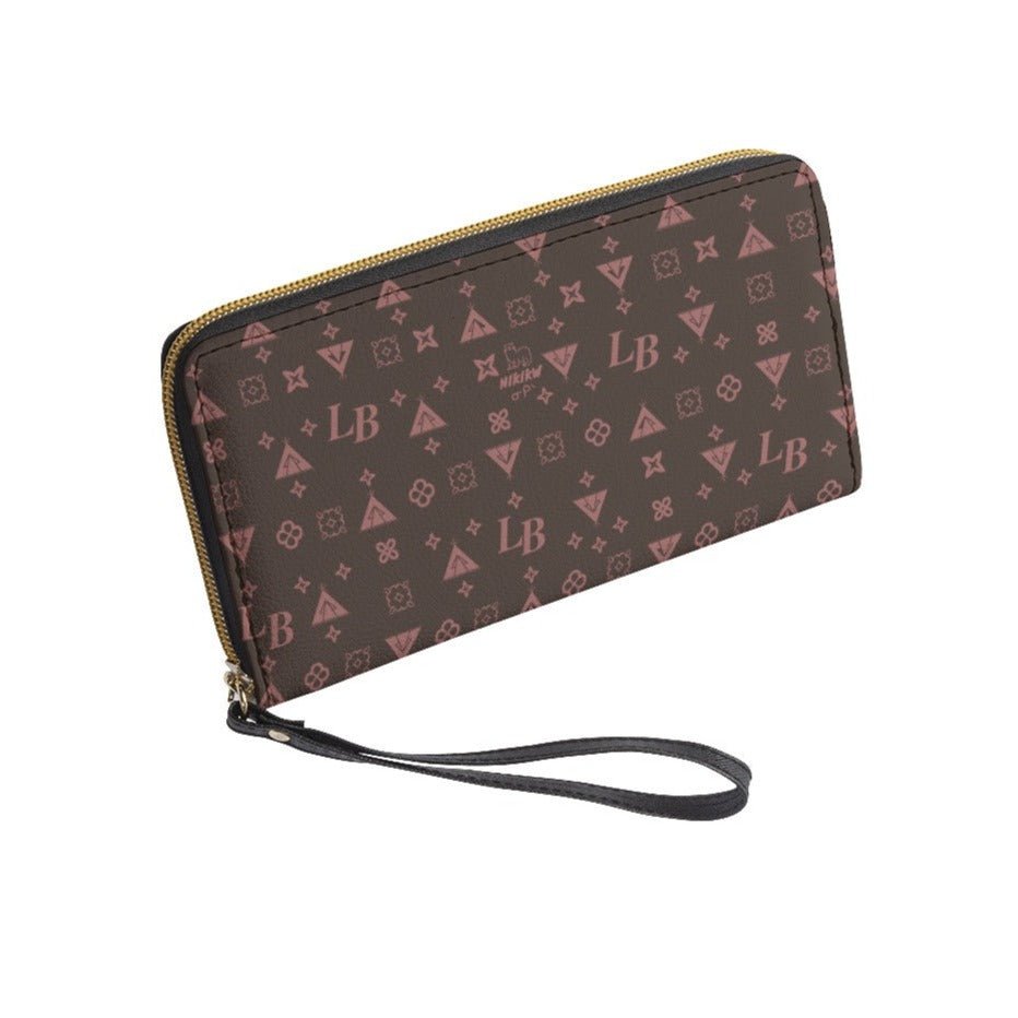 Boujee Print Long Wallet With Black Hand Strap - Nikikw Designs