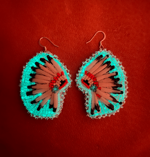 Dentalium Bonnet Earrings Glow in the Dark - Nikikw Designs