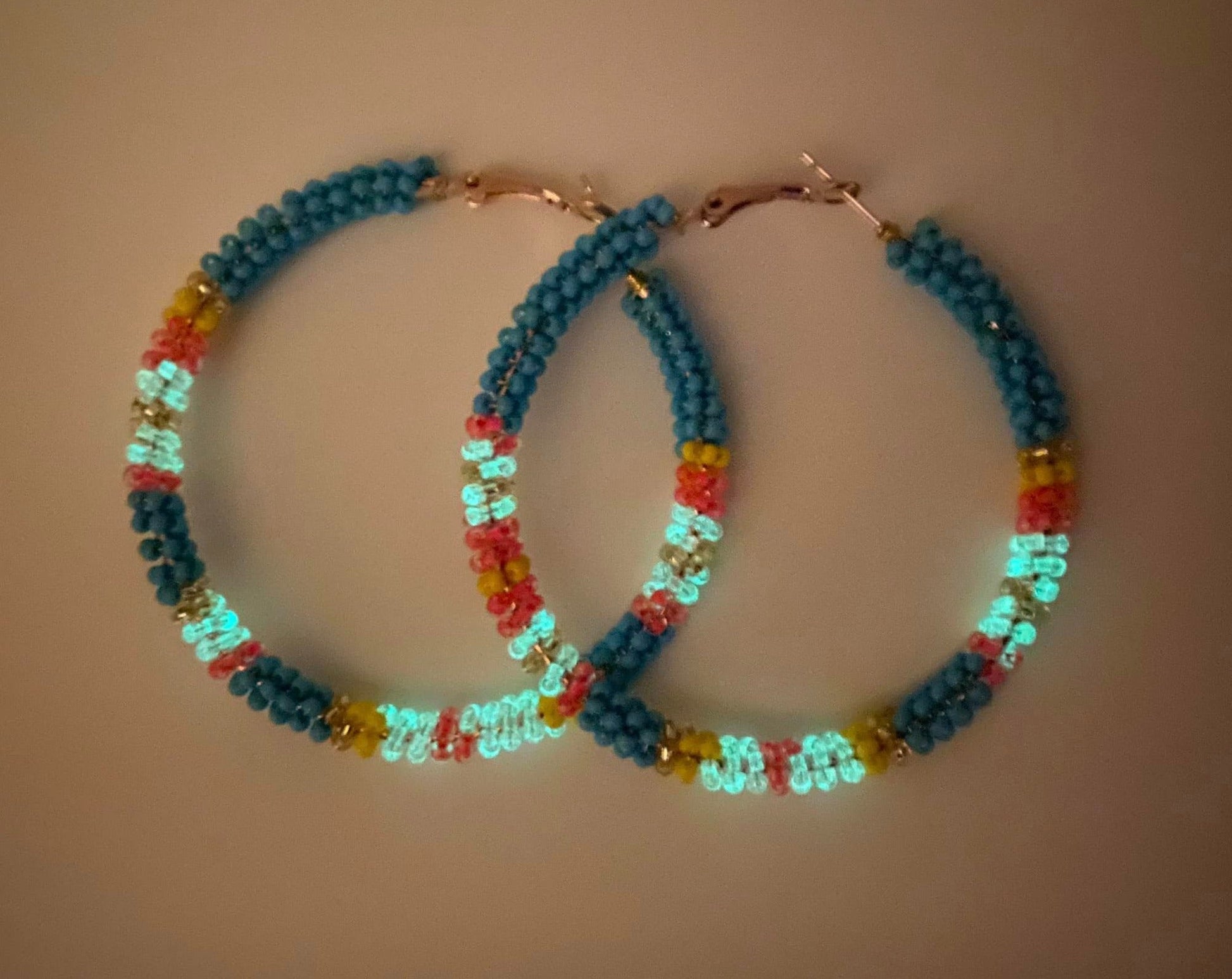 Glow In the Dark Native Beaded Hoops - Nikikw Designs