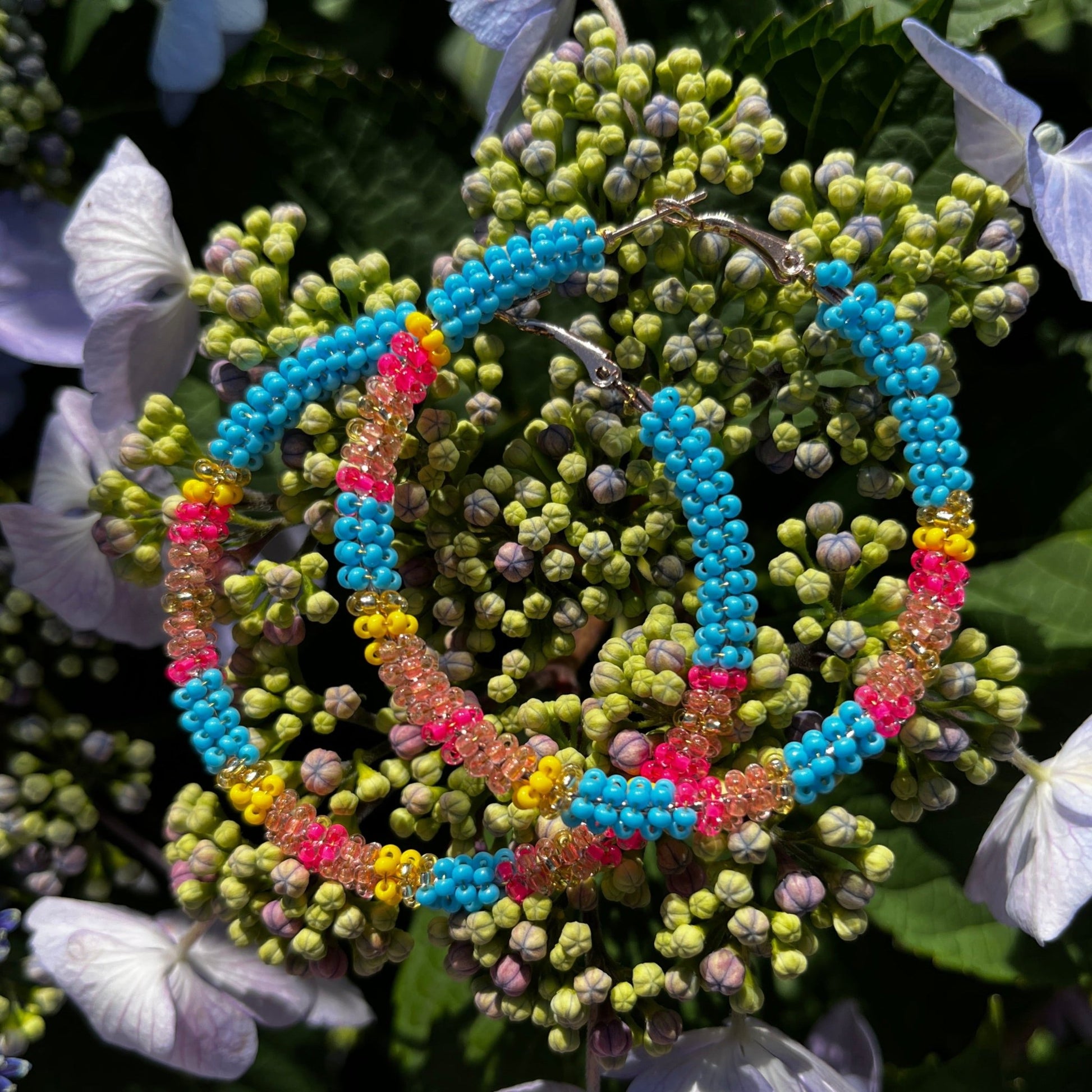 Glow In the Dark Native Beaded Hoops - Nikikw Designs