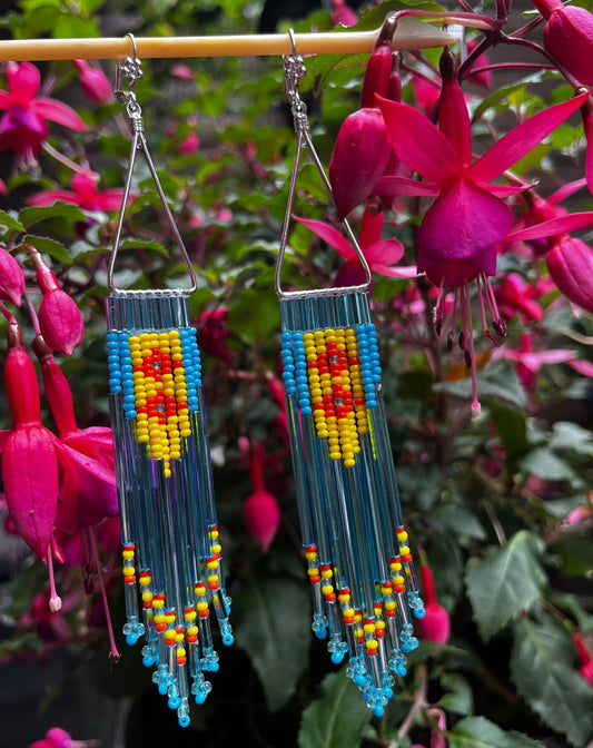 Glow in the Dark Silver Plated Native Dangle Drop Earrings - Nikikw Designs