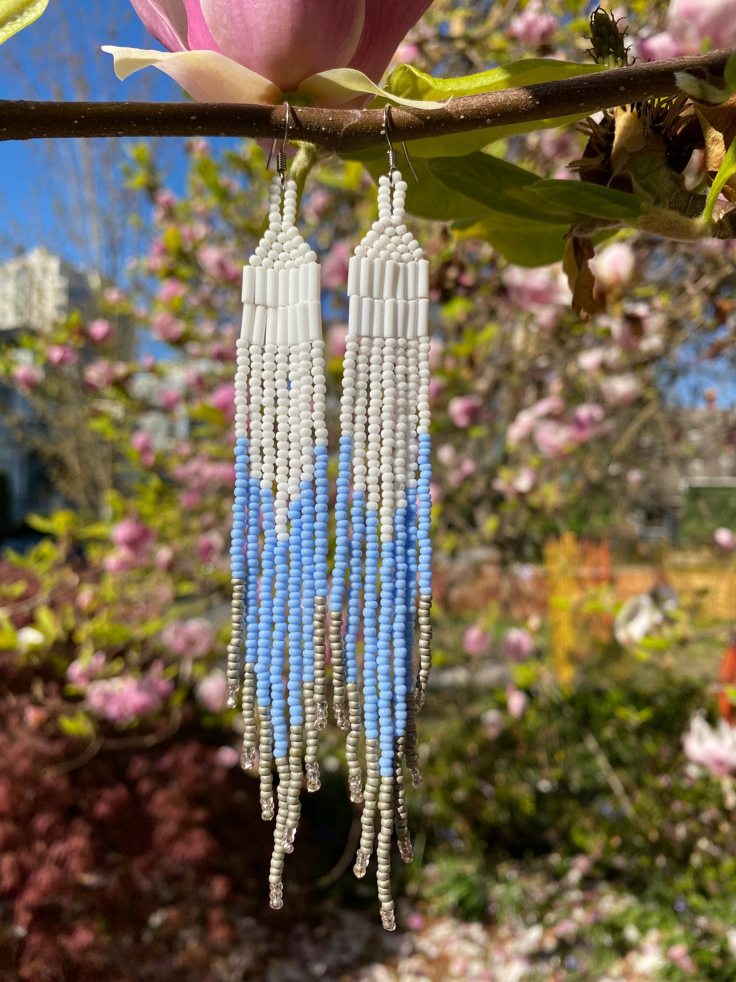 Periwinkle Beaded Native Earrings