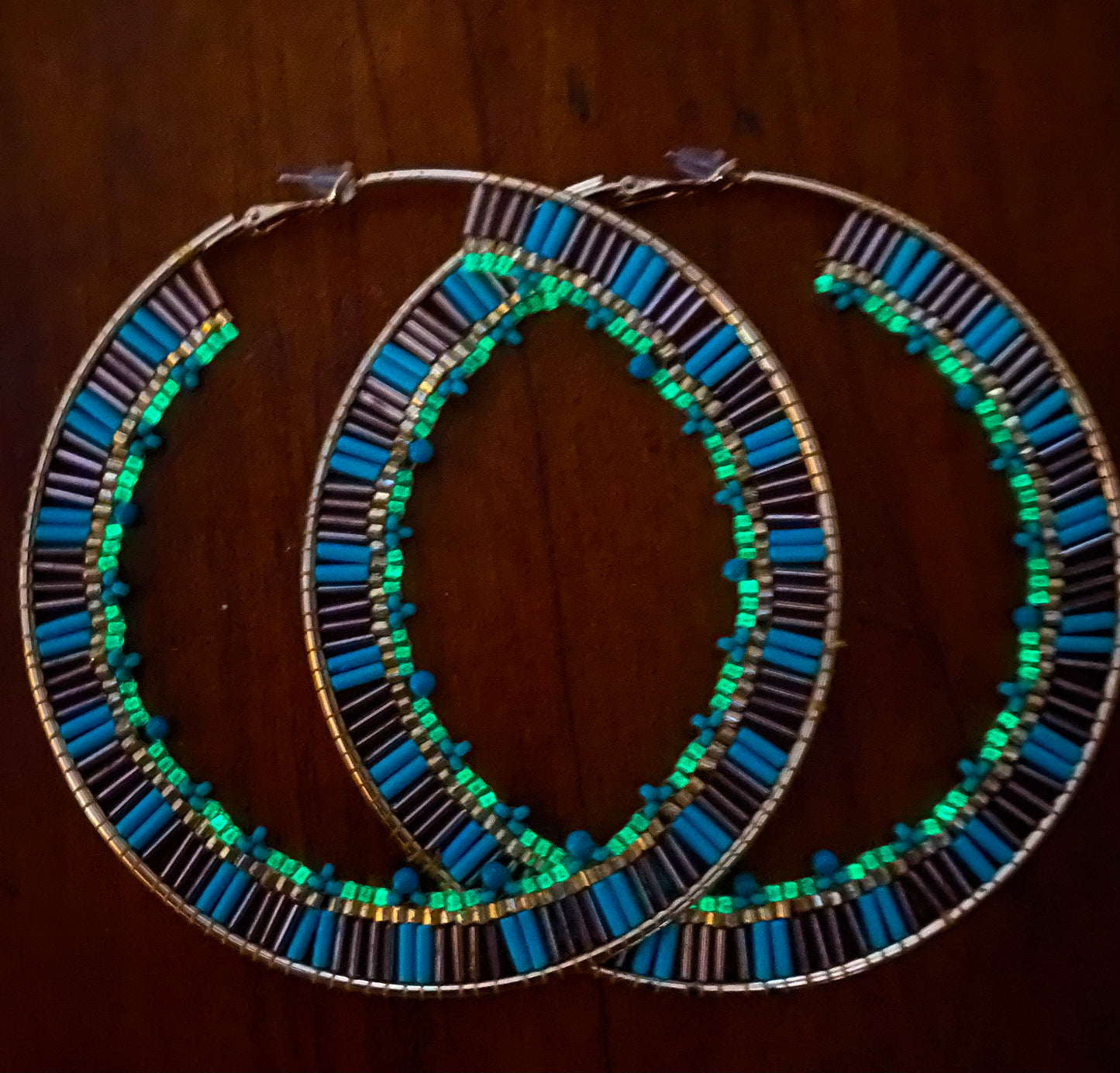 XXL Beaded Glow in the Dark Hoops