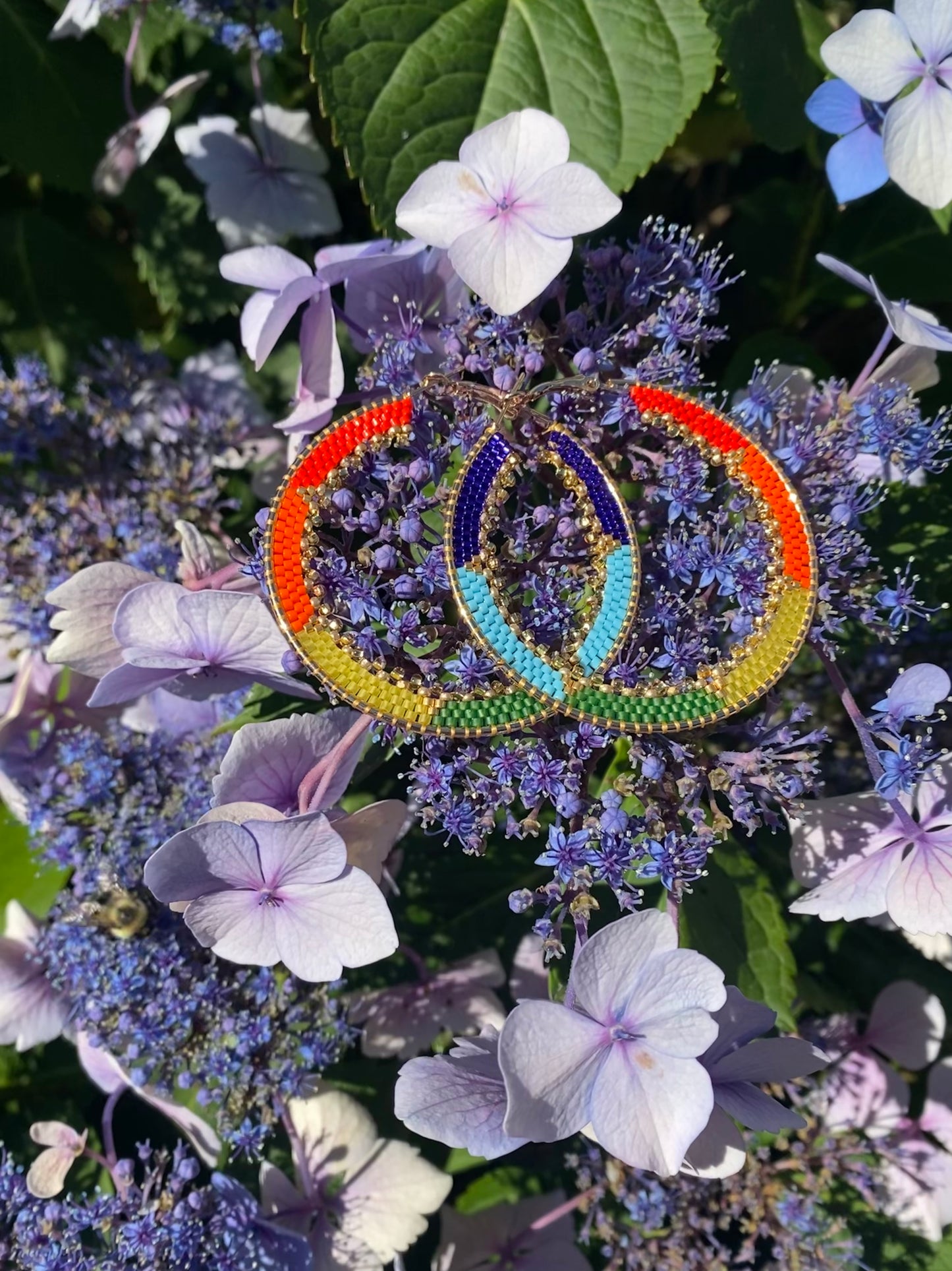 LGBQ 14K Gold Native Beaded Hoops