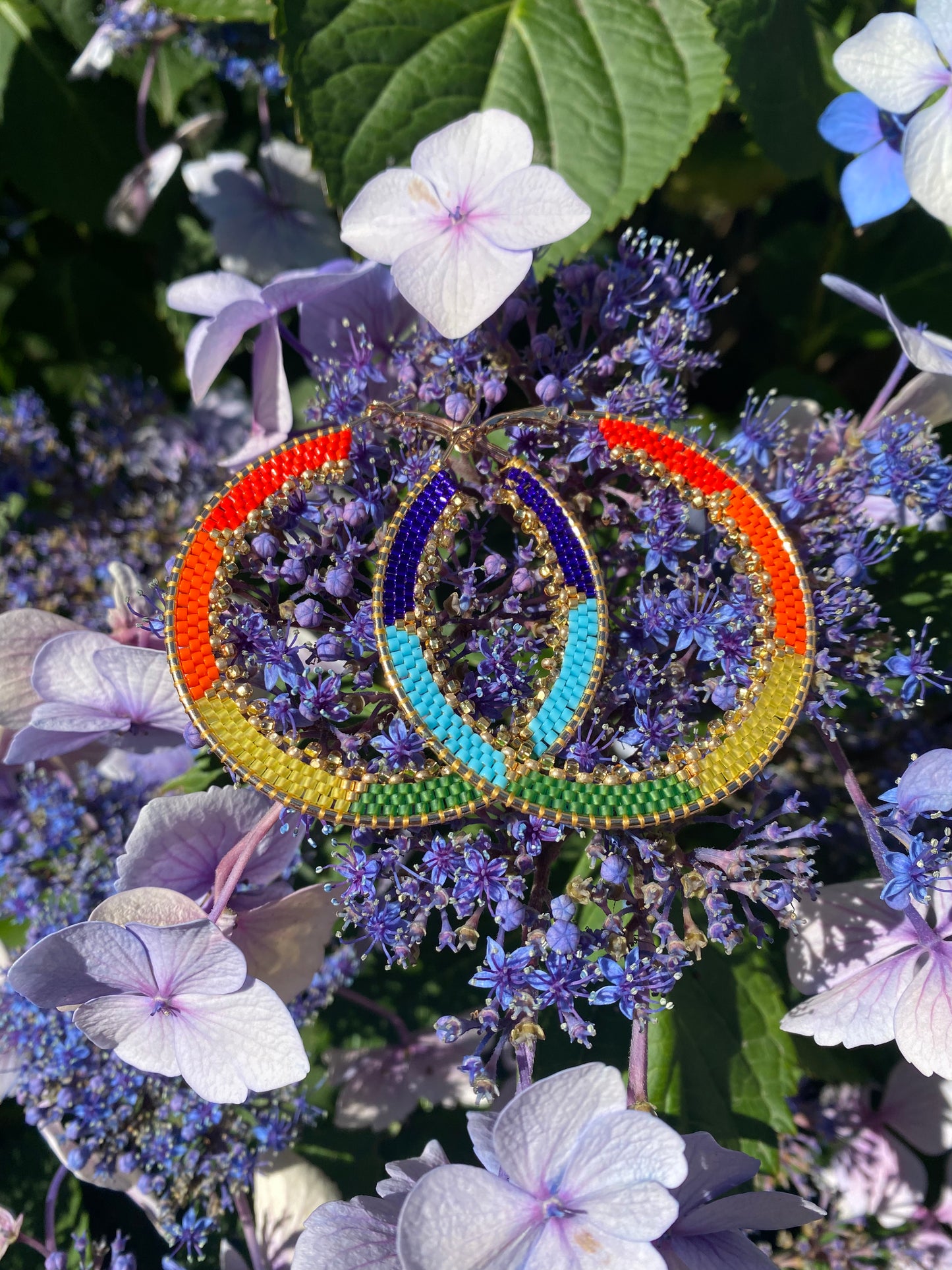 LGBQ 14K Gold Native Beaded Hoops