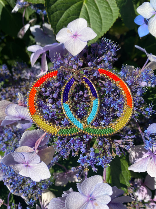 LGBQ 14K Gold Native Beaded Hoops