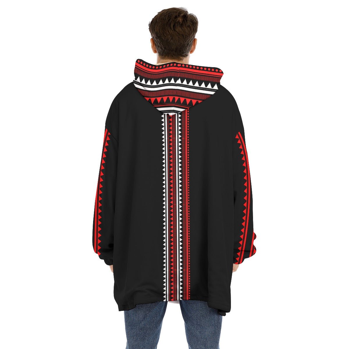 Indigenous Sherpa Fleece Hoodie Blanket - Nikikw Designs