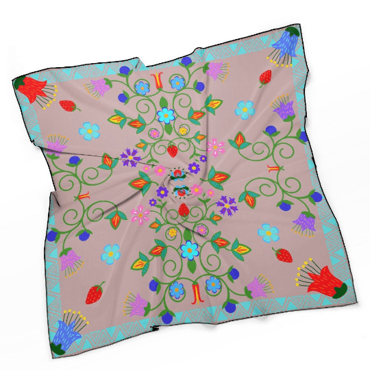 Kokum Scarf Native Anishinaabe Floral Sheer Scarves Indigenous Design - Nikikw Designs