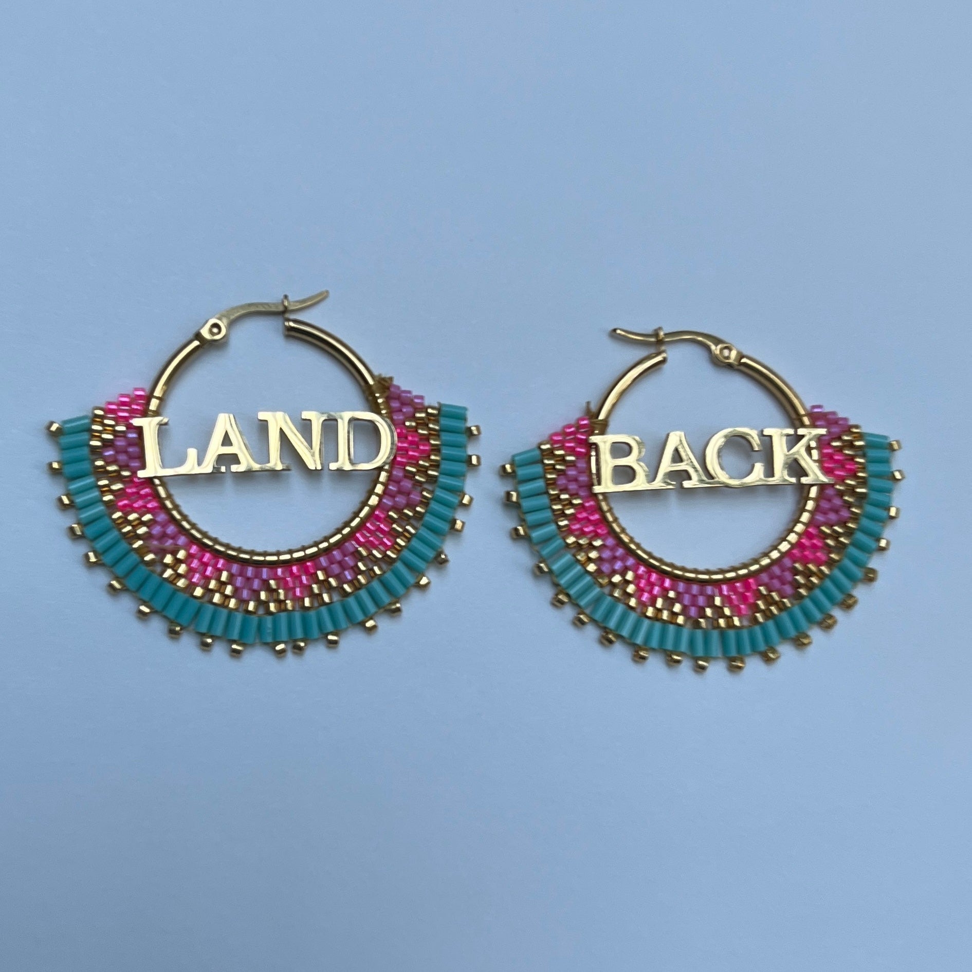 Land Back Gold Plated Delica Beaded Hoop Earrings - Nikikw Designs