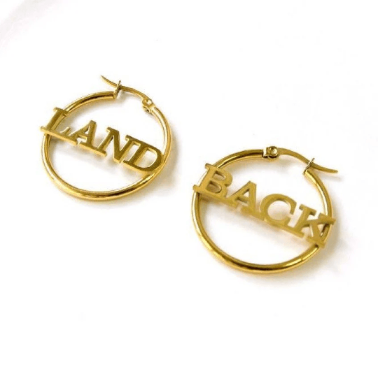 Land Back Indigenous 18K Gold Plated Hoop Earrings Native jewelry - Nikikw Designs